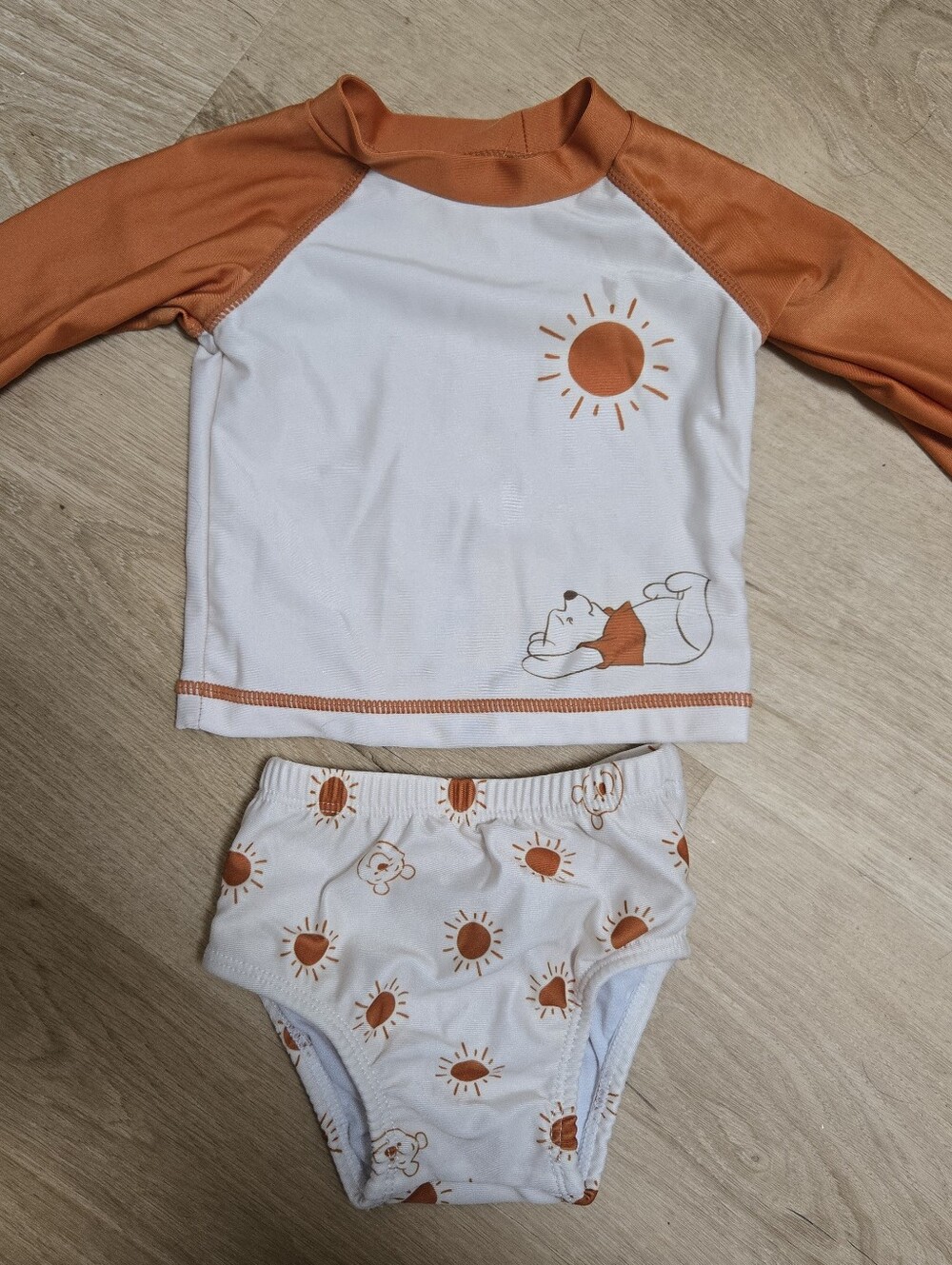 Disney Baby Winnie The Pooh Rash Guard Swim Set Size 3-6 Months